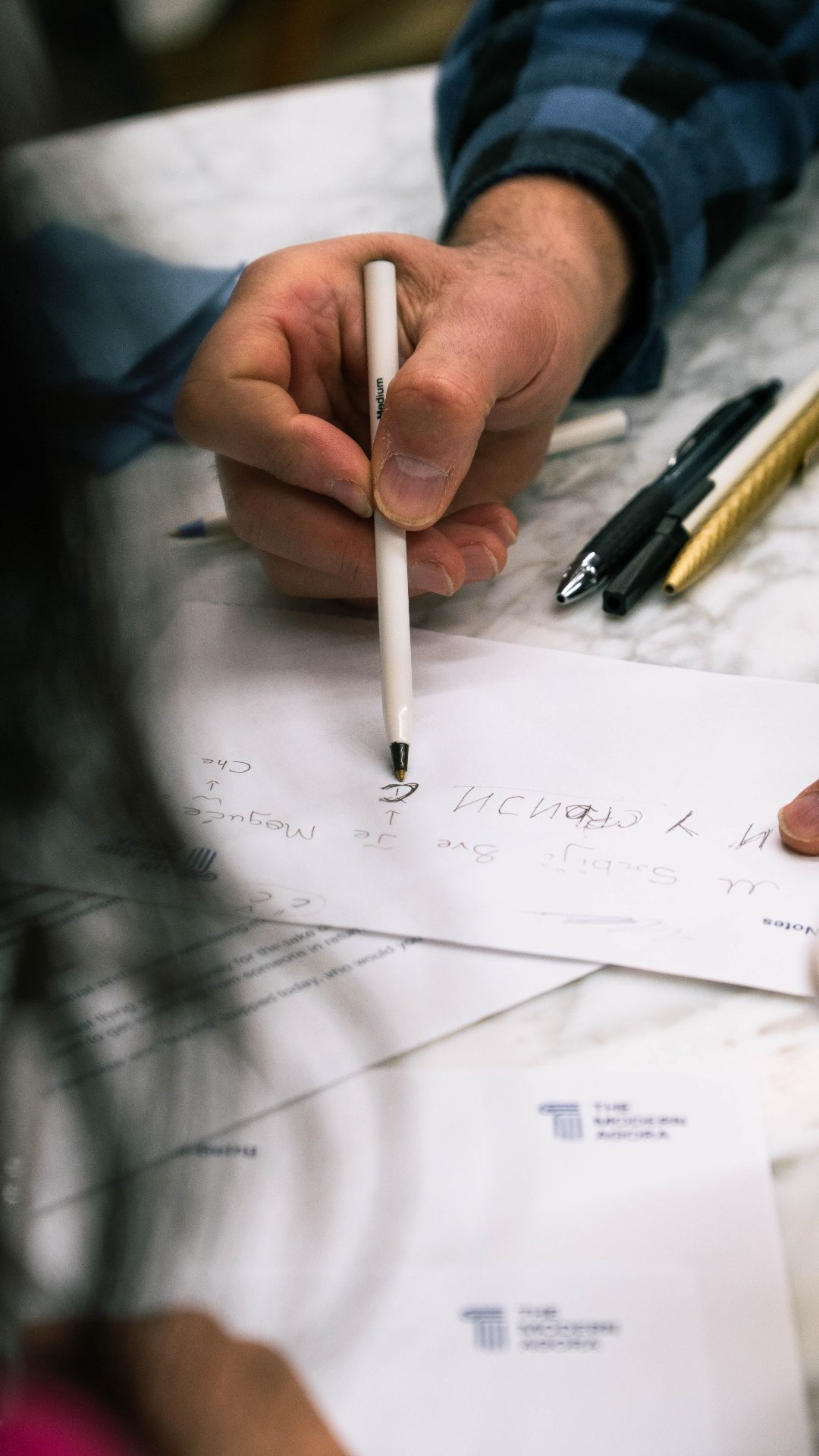 Writing notes during the event
